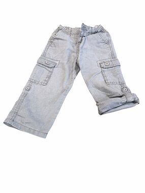 Okaidi, Boys Casual Light Gray Linen Cargo Pants, Size 23 Months (2)